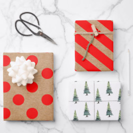 Ambacht Moderne Rode Kerstmis Stippen, Strepen en Inpakpapier Vel