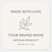 Ambachtelijk Artisanaal Minimalistisch Botanisch E Vierkante Sticker (Voorkant)