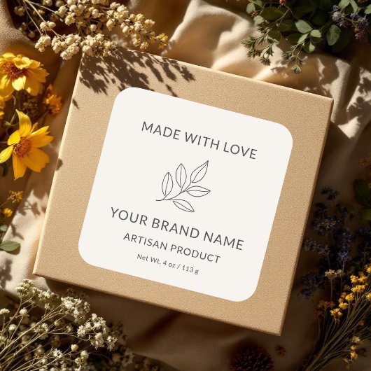 Ambachtelijk Artisanaal Minimalistisch Botanisch E Vierkante Sticker