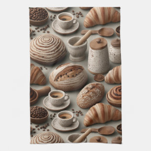 Ambachtelijk bakkerij stilleven patroon met brood theedoek