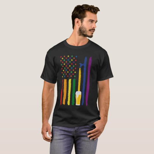 Ambachtelijk Bier Amerikaanse Vlag USA Patriottisc T-shirt (Voorkant volledig)