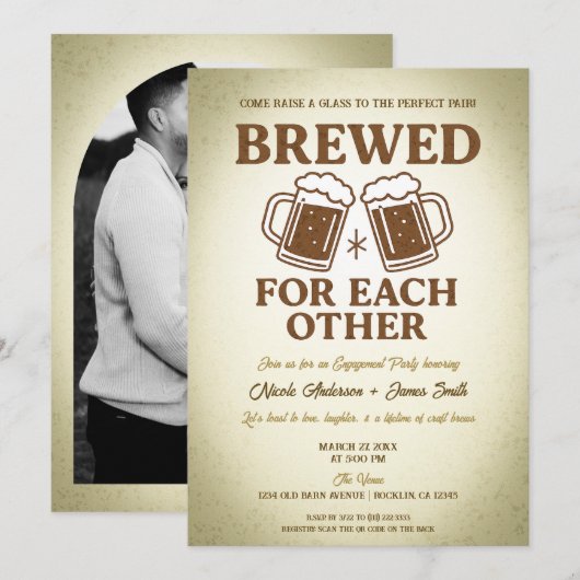 Ambachtelijk bier retro engagement feestje kaart (Voorkant / Achterkant)