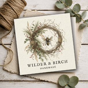 Ambachtelijk Kunstenaars Botanische Krans Logo Vierkante Visitekaartje