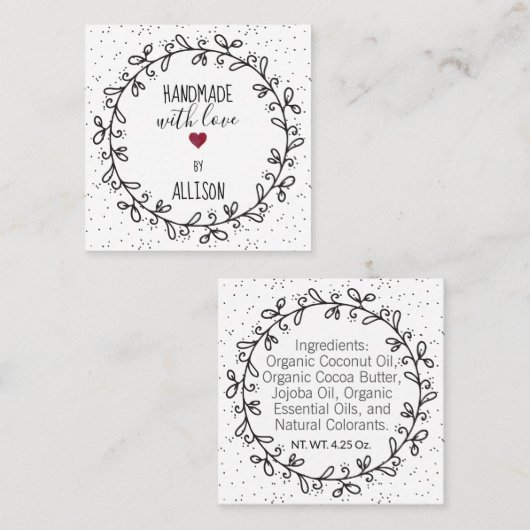 Ambachtelijk Met Liefde Gemaakte Hanglabels Met 2  Vierkante Visitekaartje (Voorkant / Achterkant)