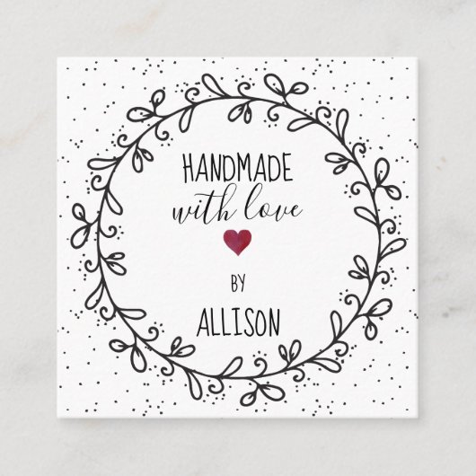 Ambachtelijk Met Liefde Gemaakte Hanglabels Met 2  Vierkante Visitekaartje (Voorkant)