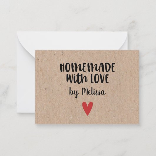 Ambachtelijk Met Liefde Kraft Klein Bedrijf Notitiekaartje (Voorkant)