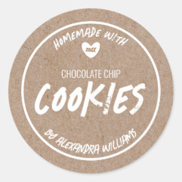 Ambachtelijk Met Liefde Kraft Papier Ronde Sticker