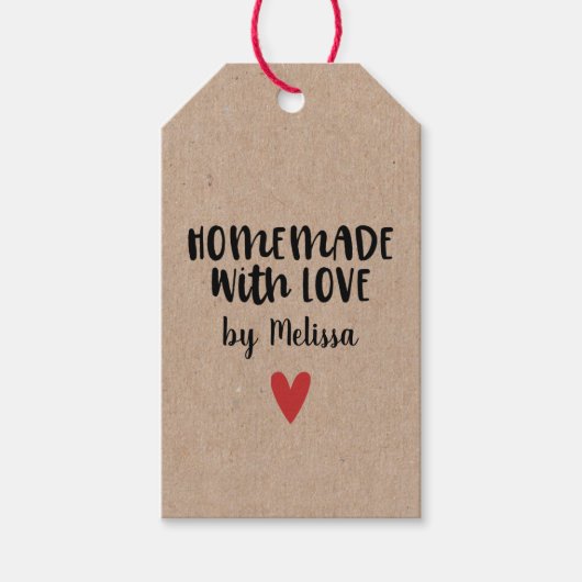 Ambachtelijk Met Liefde Kraft Persoonlijk Cadeaulabel (Voorkant)