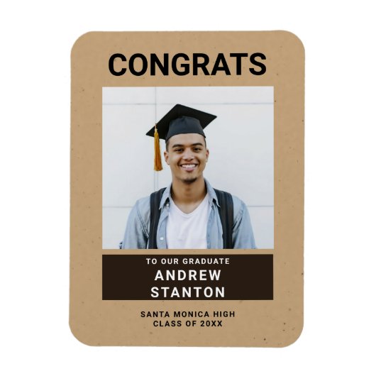 Ambachtelijk papier Modern Simple Boy Afstuderen F Magneet (Verticaal)