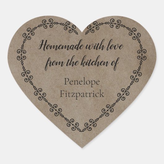 Ambachtelijk Thuis met Liefde vanuit Uw Keuken Kra Hart Sticker (Voorkant)