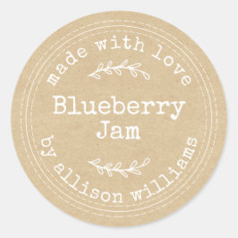 Ambachtelijk Zelfgemaakte Blauwebesjam Kraftpapier Ronde Sticker