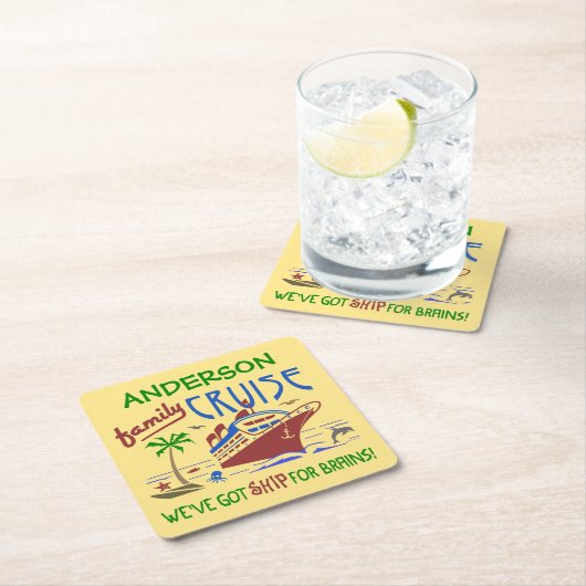 Ambachtelijke actie Funny Ship | Aangepaste naam Kartonnen Onderzetters (Insitu)