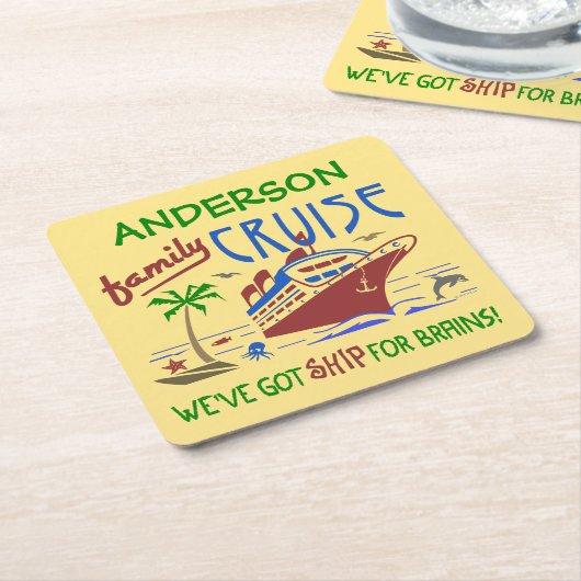Ambachtelijke actie Funny Ship | Aangepaste naam Kartonnen Onderzetters (Schuin)