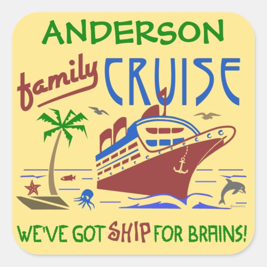 Ambachtelijke actie Funny Ship | Aangepaste naam Vierkante Sticker (Voorkant)