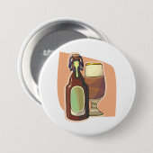 Ambachtelijke bierfles en glazen rustieke brouweri ronde button 7,6 cm (Voorkant /achterkant)