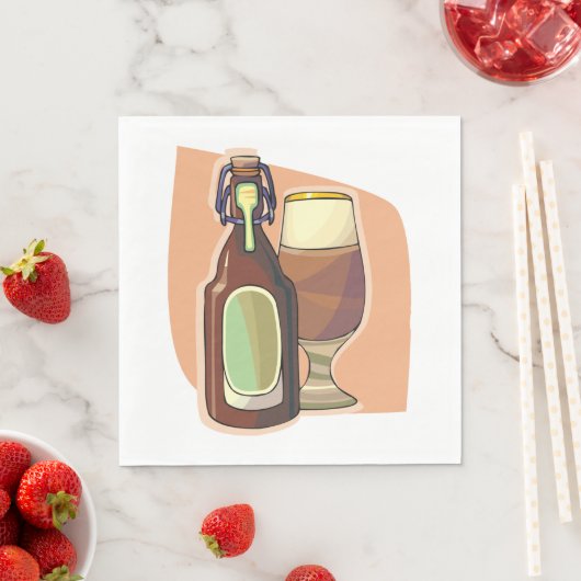 Ambachtelijke bierfles en glazen rustieke brouweri servet (Insitu)