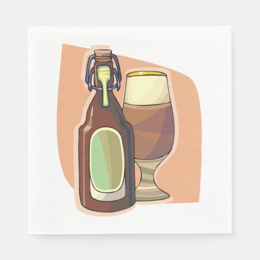 Ambachtelijke bierfles en glazen rustieke brouweri servet (Voorkant)