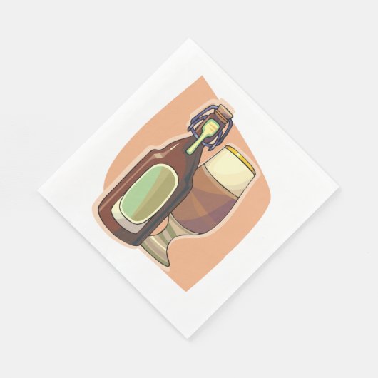 Ambachtelijke bierfles en glazen rustieke brouweri servet (Hoek)