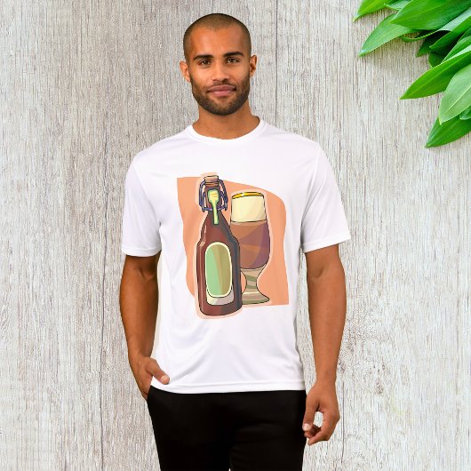 Ambachtelijke bierfles en glazen rustieke brouweri t-shirt