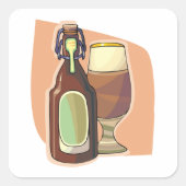 Ambachtelijke bierfles en glazen rustieke brouweri vierkante sticker (Voorkant)