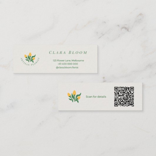 Ambachtelijke Bloemist Minimalistische Botanische Contactkaartje (Voorkant / Achterkant)