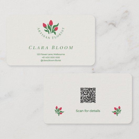 Ambachtelijke Bloemist Minimalistische Botanische Visitekaartje (Voorkant / Achterkant)