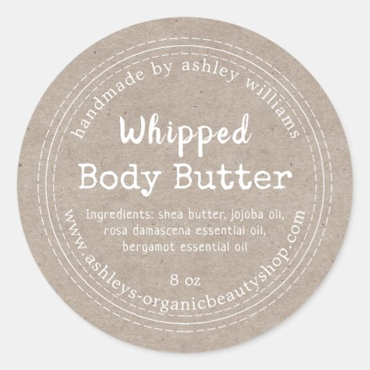 Ambachtelijke Bodybutter Kraft Biologisch Bedrijfs Ronde Sticker (Voorkant)