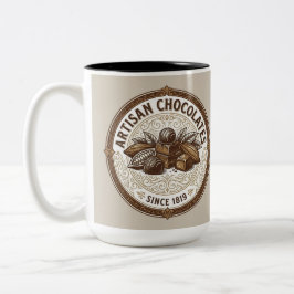 Ambachtelijke Chocolade Vintage Cacao Tweekleurige Koffiemok