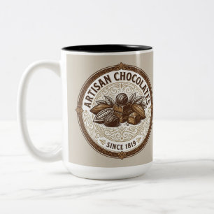 Ambachtelijke Chocolade Vintage Cacao Tweekleurige Koffiemok