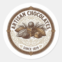 Ambachtelijke Chocolade Vintage Cacaolabel Ronde Sticker