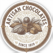 Ambachtelijke Chocolade Vintage Cacaolabel Sticker (Voorkant)