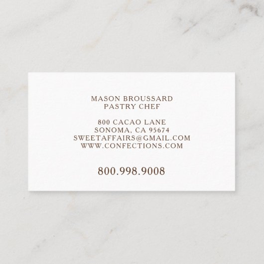 Ambachtelijke chocolade visitekaartje (Achterkant)