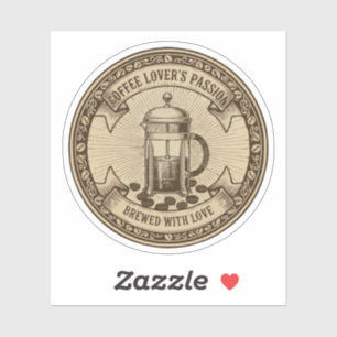 Ambachtelijke Franse Pers Koffie   Vintage "Getrok Sticker
