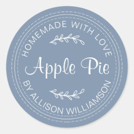 Ambachtelijke Gebakken Waren Appeltaart Denim Blau Ronde Sticker