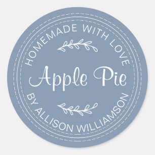 Ambachtelijke Gebakken Waren Appeltaart Denim Blau Ronde Sticker