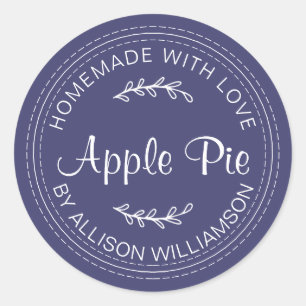 Ambachtelijke Gebakken Waren Appeltaart Navyblauw Ronde Sticker