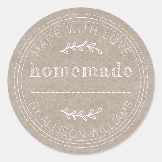 Ambachtelijke Gebakken Waren Ingemaakte Pot Kraftp Ronde Sticker (Voorkant)