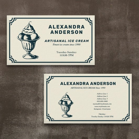 Ambachtelijke ijs Vintage Visitekaartje