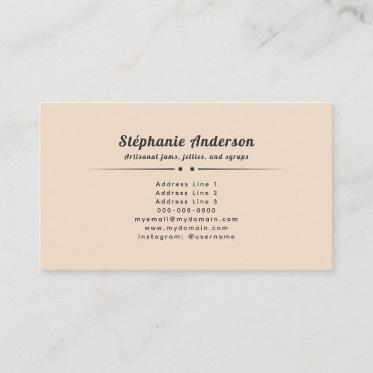 Ambachtelijke jam en gelei visitekaartje (Achterkant)