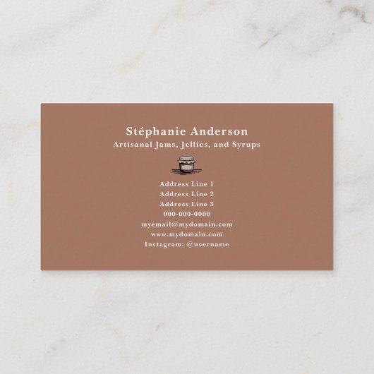 ambachtelijke jam visitekaartje (Achterkant)