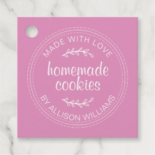 Ambachtelijke koekjes Fuchsia Roze Bedankjes Labels