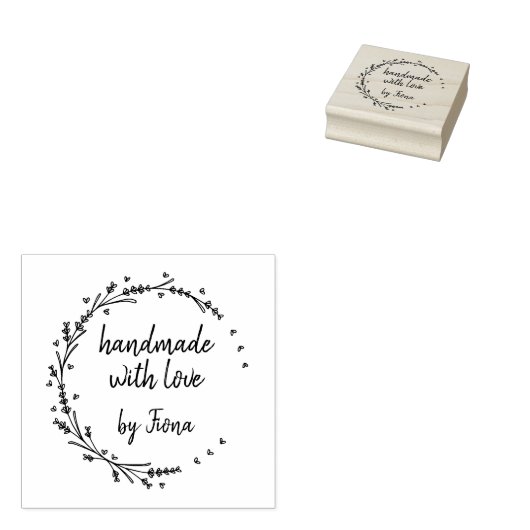 Ambachtelijke lavendel harten krans rubberstempel (Gestempeld)
