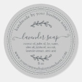 Ambachtelijke Lavendelzeep Grijs Ronde Sticker (Voorkant)