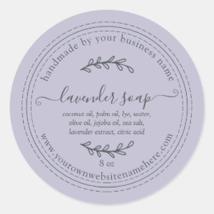 Ambachtelijke Lavendelzeep in Pastel Paars Ronde Sticker