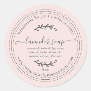 Ambachtelijke Lavendelzeep in Pastel Roze Ronde Sticker