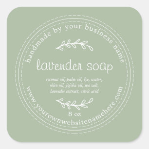 Ambachtelijke Lavendelzeep Laurel Green Classic Vierkante Sticker