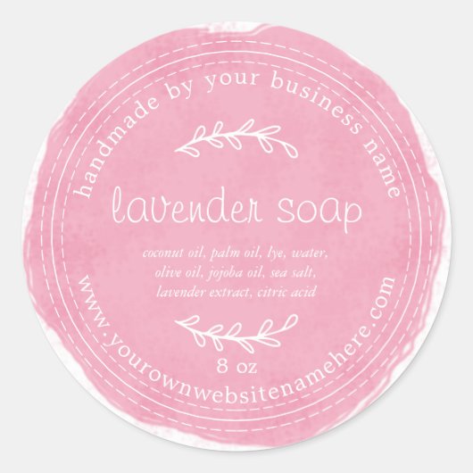 Ambachtelijke Lavendelzeep op Waterverfbasis Hot R Ronde Sticker (Voorkant)