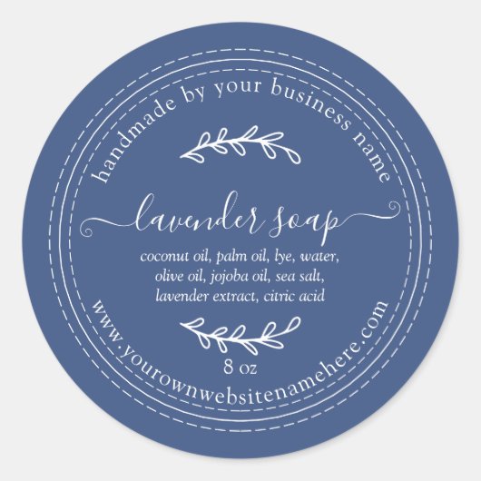 Ambachtelijke Lavendelzeep True Blue Ronde Sticker (Voorkant)