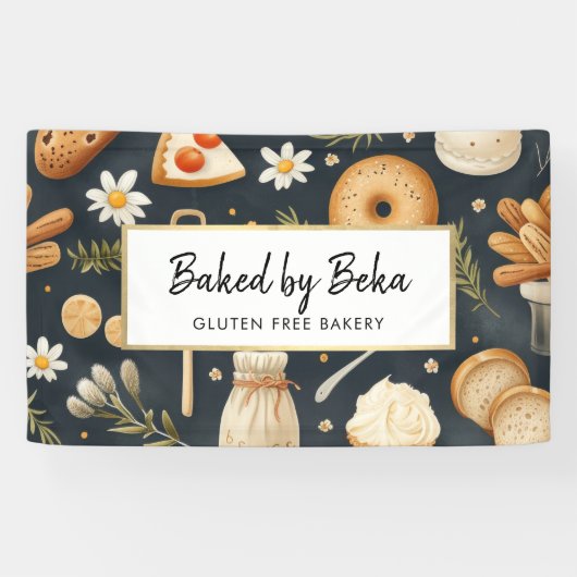 Ambachtelijke lekkernijen bakkerij, brood, gebak spandoek (Horizontaal)