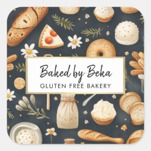 Ambachtelijke lekkernijen bakkerij, brood, gebak vierkante sticker